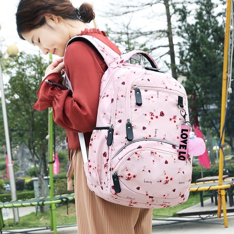 Printed Large School Backpack for Teenage Girls