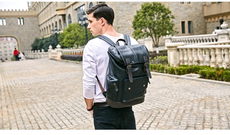 Men's Sports Leather Backpack