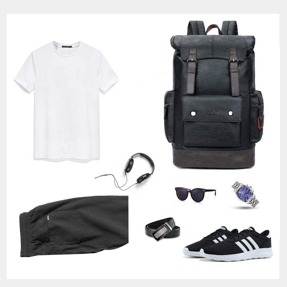 Men's Sports Leather Backpack