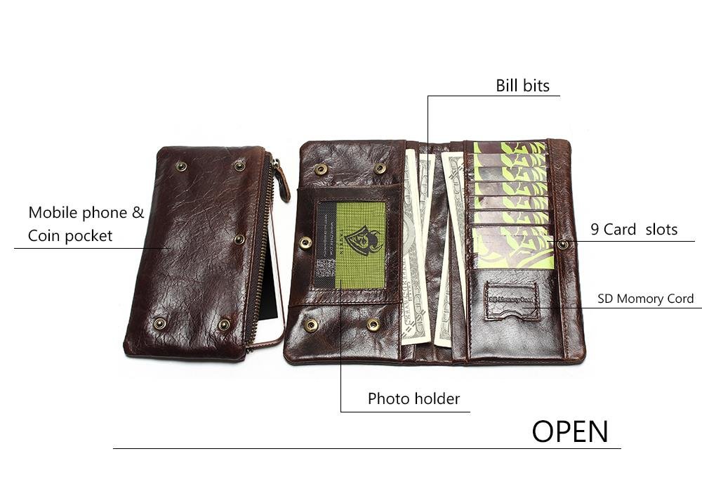 Oil Leather High Capacity Multi-Card Wallet for Men