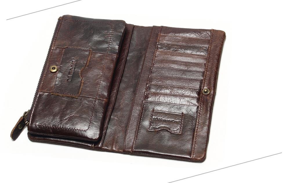 Oil Leather High Capacity Multi-Card Wallet for Men