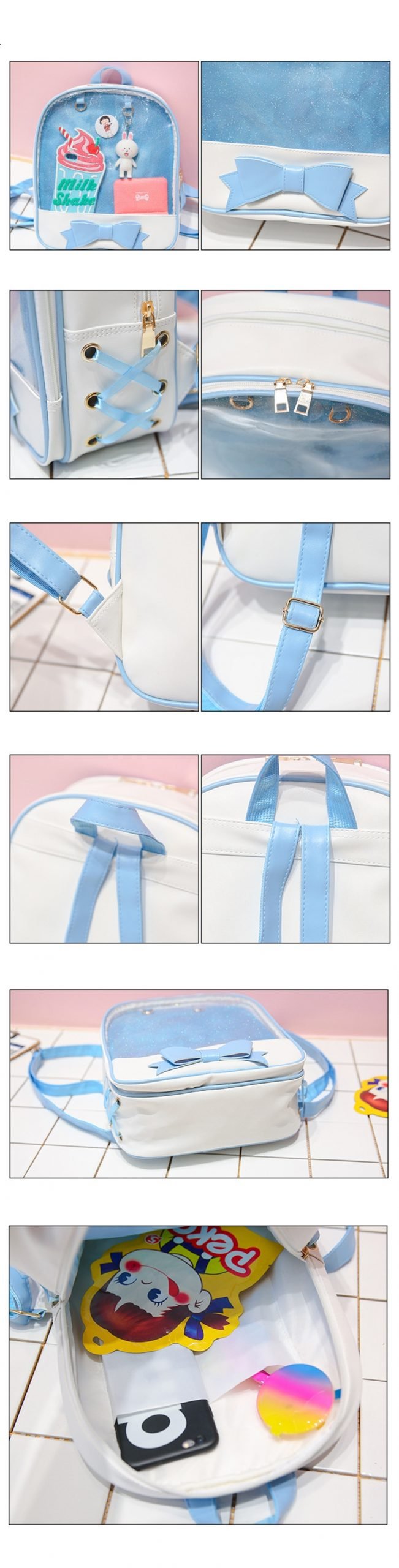 Clear Women's Lolita Backpack with Bow