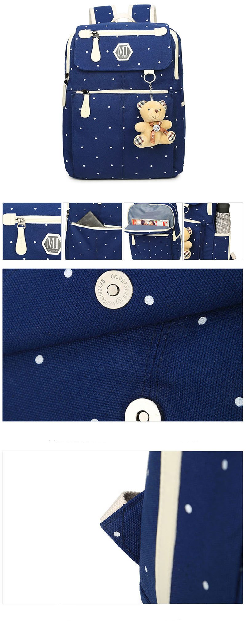 Kid's Canvas School Backpack 4 pcs Set