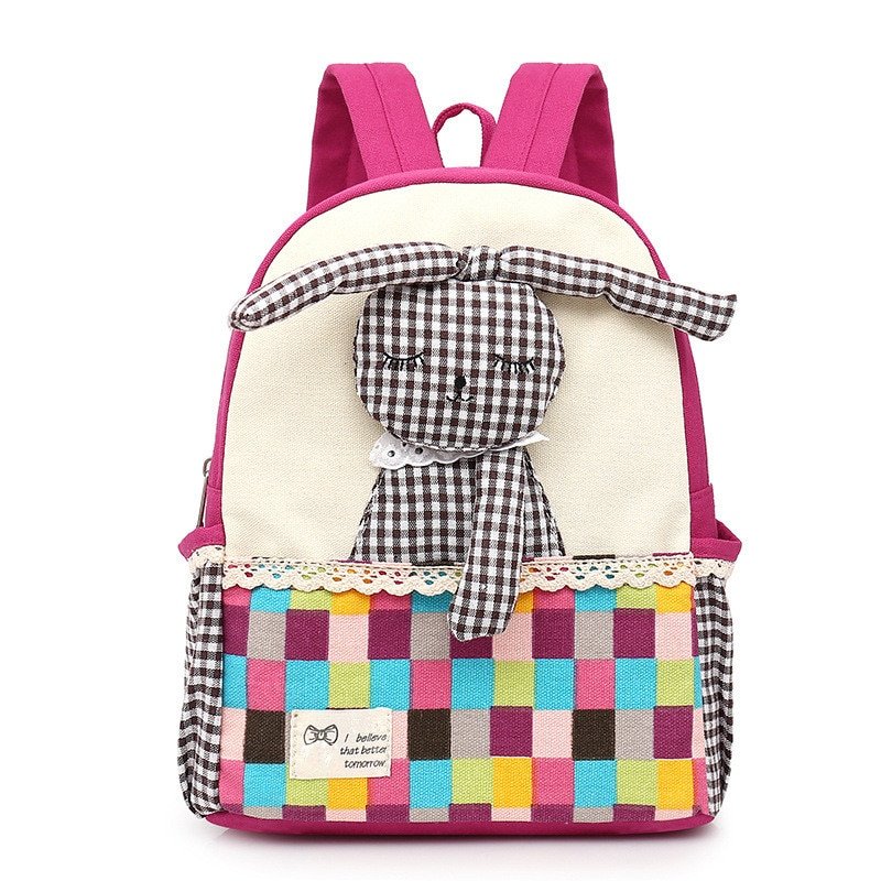 Rabbit Toy Design Canvas School Backpack