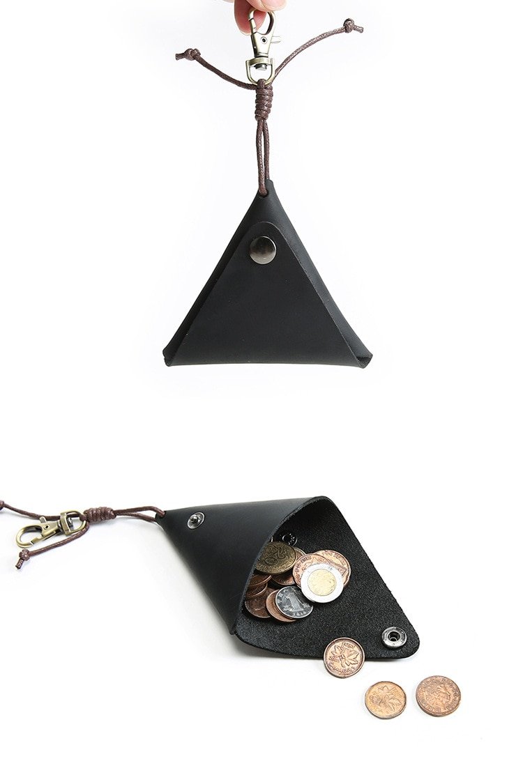 Triangle Designed Genuine Leather Coin Wallet