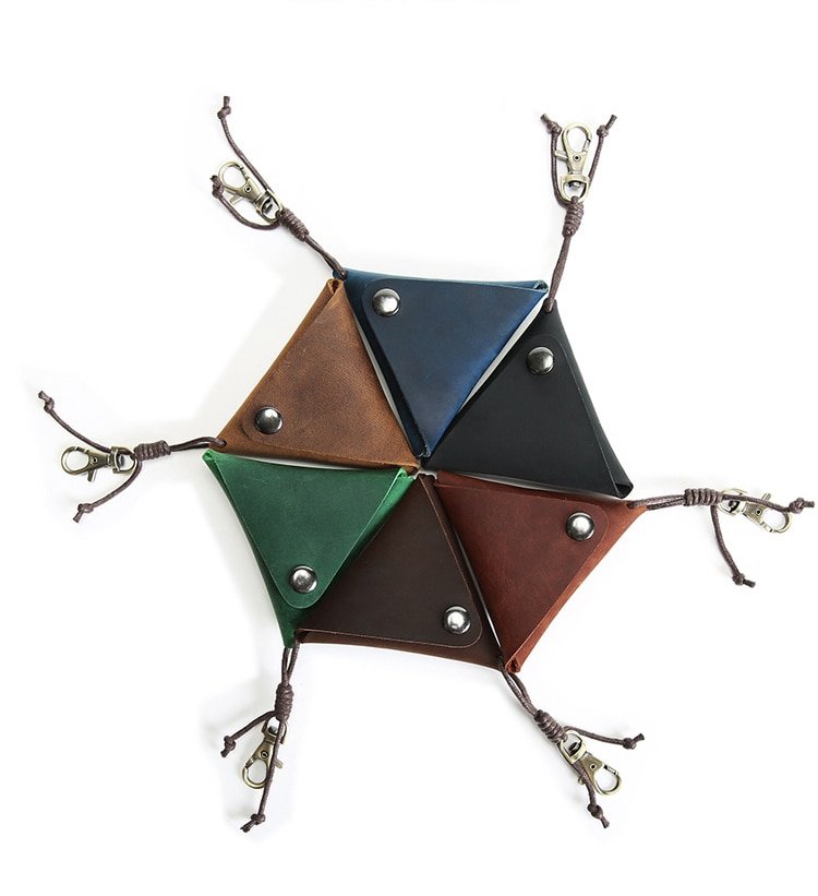 Triangle Designed Genuine Leather Coin Wallet