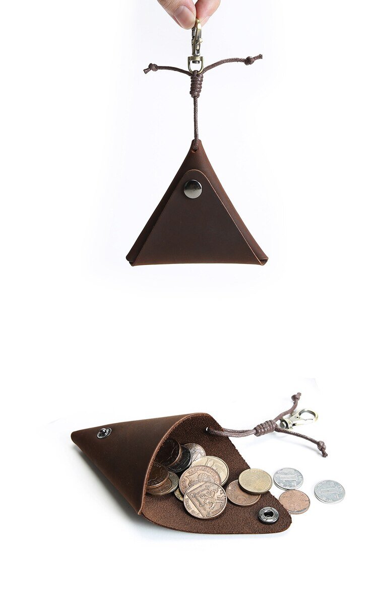 Triangle Designed Genuine Leather Coin Wallet
