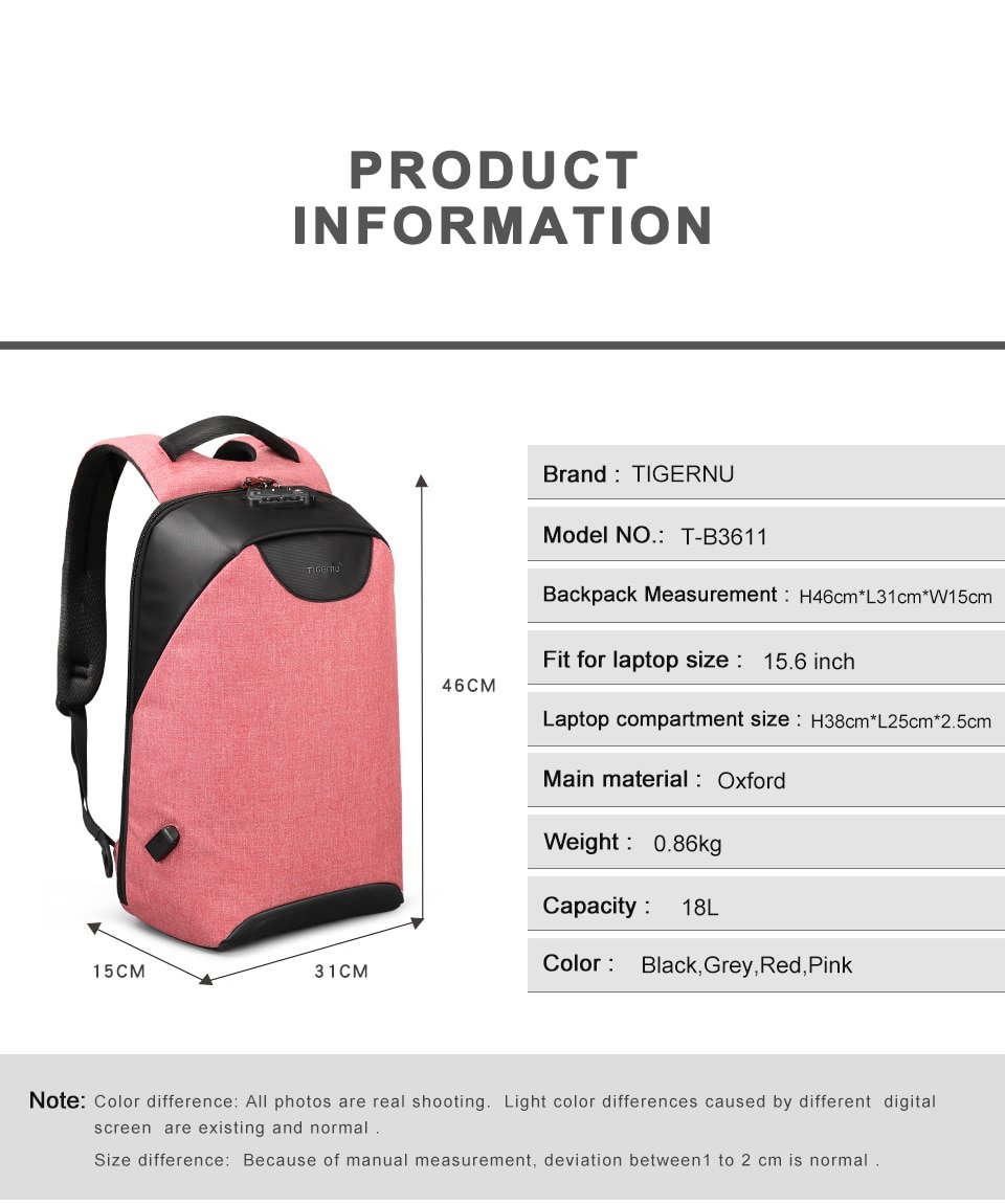 Women's Anti Theft Laptop Backpack with TSA Lock