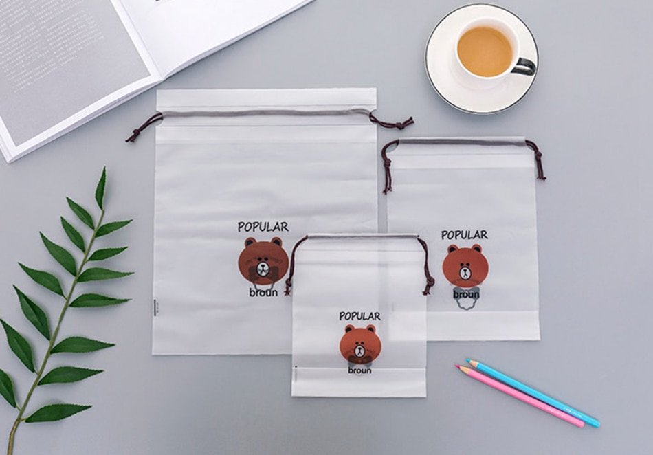 Women's Bear Printed Transparent Cosmetic Bag