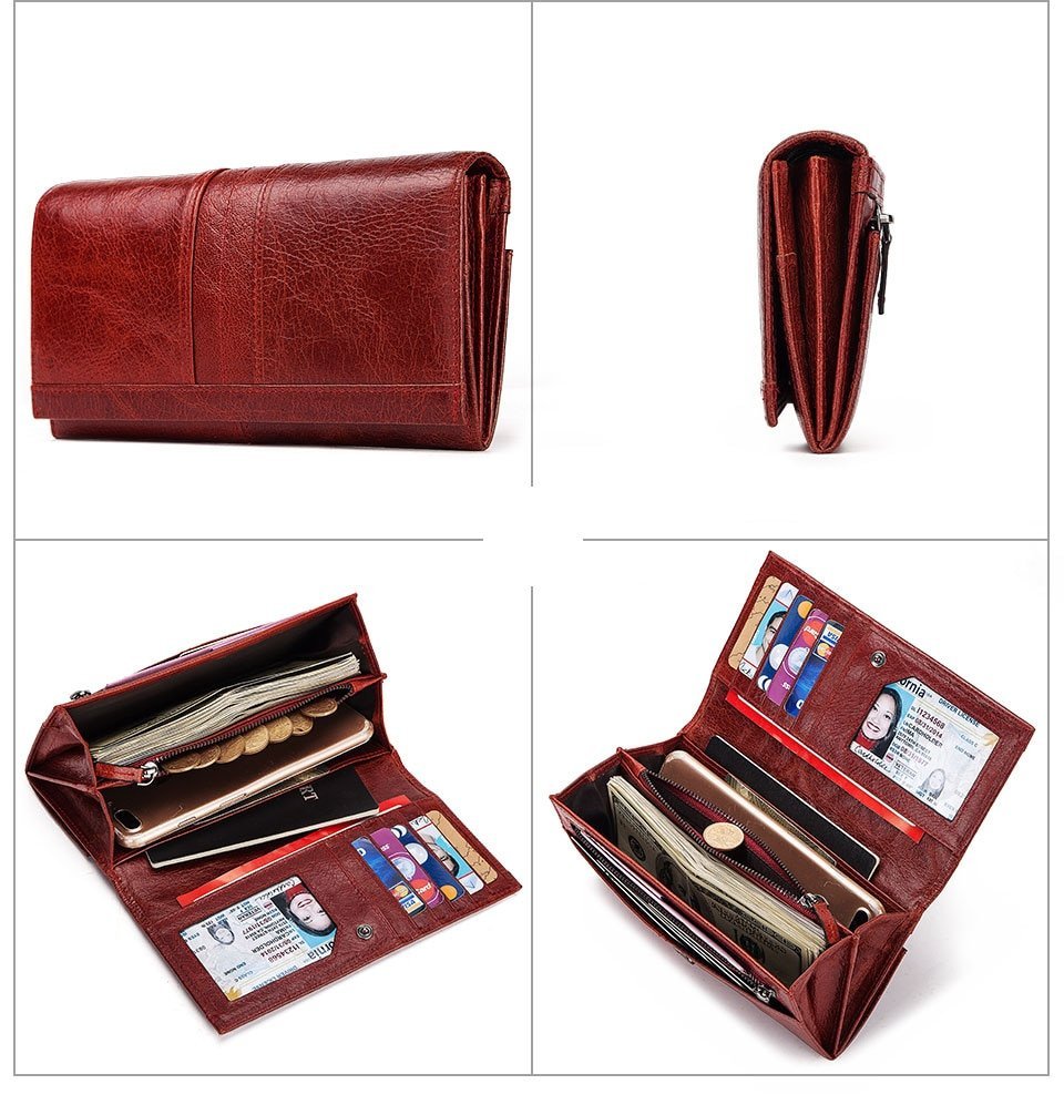 Women's Genuine Leather Long Purse